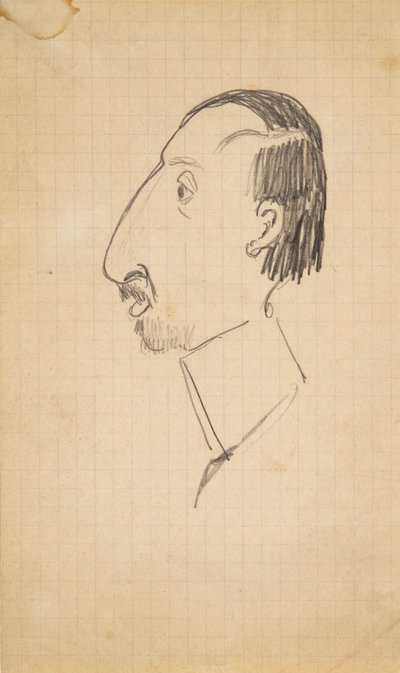 カール・イサクソンの似顔絵、左向きの横顔 作： Robert Storm Petersen