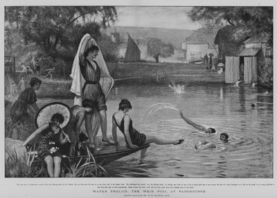 パングボーンの堰のプールでの水遊び（リトグラフ 作： Robert Walker Macbeth