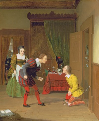 カイウス博士、素朴で素早い、ウィンザーの陽気な妻たち、1830年のシーン 作： Robert Walter Weir
