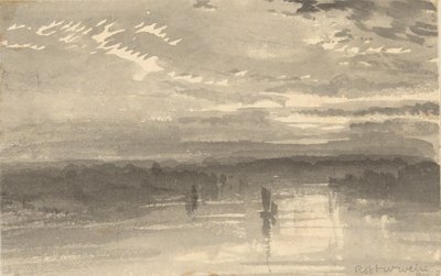 風景 - 雲、水、ヨット 作： Robert Walter Weir