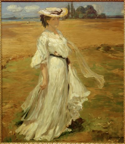 ボーデン湖の風景の中の女性 作： Robert Weise