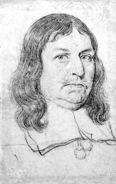 オリバー・クロムウェル（1599-1658）と思われる男性像（ベラムに鉛筆） 作： Robert White