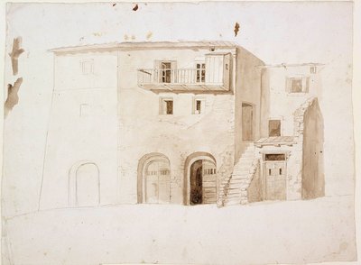 TOPIC from Italy: 2つの門と真ん中に階段のある石造りの家 作： Robert Wilhelm Ekman