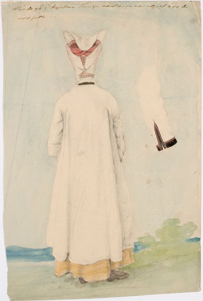 仰向けに立つ民族衣装の女性 作： Robert Wilhelm Ekman
