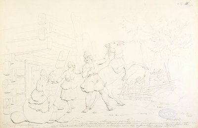 LemminkäinenとHiiden Hirvi ; "Kalewala, Finsk National-dikt, framställd i teckningar af R.W.Ekman "シリーズの原画。 作： Robert Wilhelm Ekman