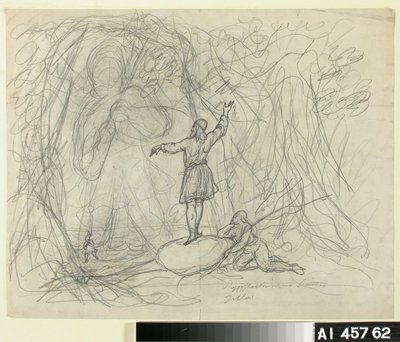 海から来た男、カレワラをテーマにしたアニメシリーズのためのスケッチ 作： Robert Wilhelm Ekman