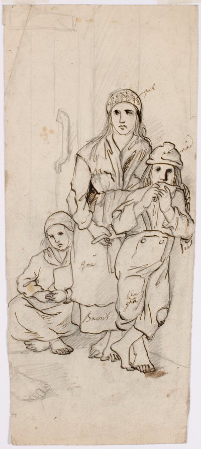 民族衣装を着た女性、少年、少女 作： Robert Wilhelm Ekman