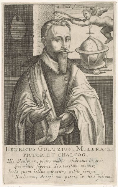 ヘンドリック・ゴルツィウスの肖像、1610年頃（エングレービング 作： Robert Willemsz de Baudous