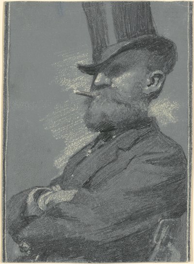シルクハットをかぶった男、葉巻を吸う 作： Robert William Vonnoh
