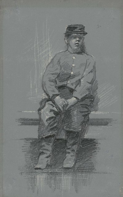 カデット、1895年頃（灰色の錠剤に黒鉛） 作： Robert William Vonnoh