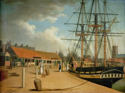 ウェスターデールの庭とニュー・ドックからのウェリントン号 1820年頃（油彩・カンヴァス） 作： Robert Willoughby