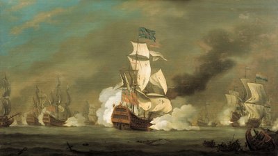 イギリス船とオランダ船の戦い、18世紀初頭（油彩・キャンバス） 作： Robert Woodcock