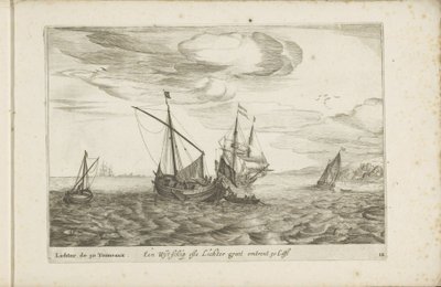 リヒターのワイズチップ Een Wyt-schip ofte Lichter groot about 30 Last / Lichter de 30 Tonneaux (オブジェクトのタイトル) 多様な船は se sert dans les Provinces Unies にはありません 作： Robert de Baudous (possibly)