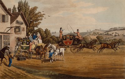 ロンドンの郵便および駅馬車 (カラー彫刻) 作： Robert the Elder Havell
