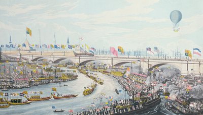 1831年、ウィリアム4世とアデレード女王によるニューロンドンブリッジの開通 作： Robert the Elder Havell