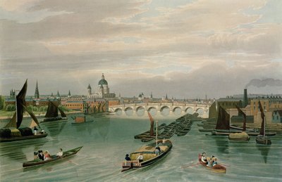 ブラックフライアーズブリッジとセントポールのパブの眺め。 1820コルナギウント社 作： Robert the Elder and Younger Havell