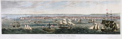イーストリバーから見たニューヨークのパノラマビュー、パブ。1844年（カラーリトグラフ 作： Robert the Younger Havell