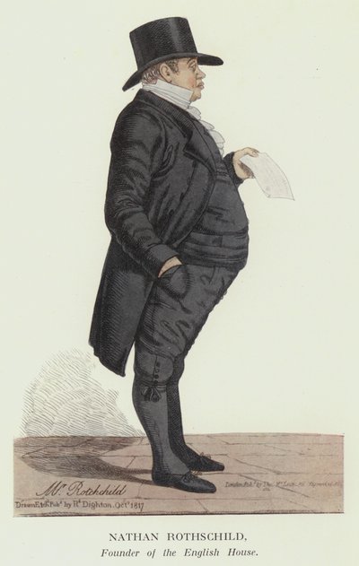 イングリッシュ・ハウスの創設者、ネイサン・ロスチャイルド（カラーリトグラフ 作： Robert the younger Dighton