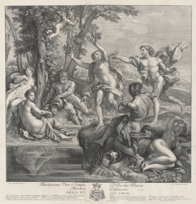 愛はすべてを征服する [アポロとダフネ]、1728 年。 作： Robert van Audenaerde
