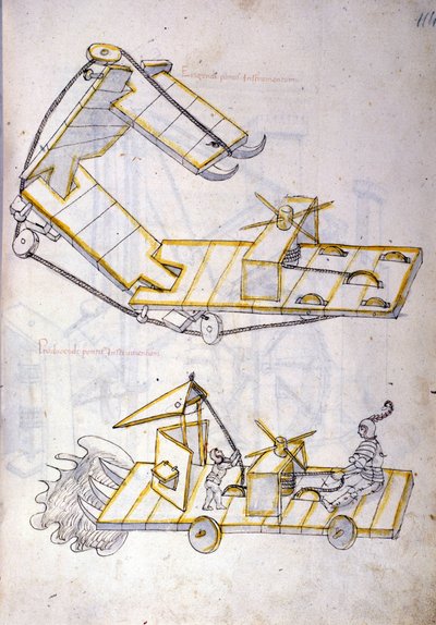 ロベルト・ヴァルトゥリオ（1405-1483？）の「De re Militari」からの挿絵。 作： Roberto Valturio