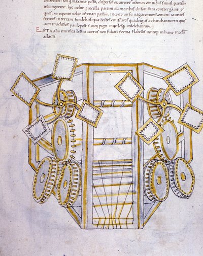 ロベルト・ヴァルトゥリオ（1405-1483？）の「De re Militari」からの挿絵。 作： Roberto Valturio