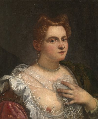 自画像若いヴェネツィアの女性、c。 1580年。 作： Robusti
