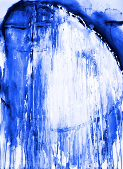 流れるような青の抽象画 作： RodMacIver