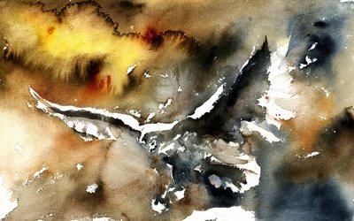 空を舞う水彩画の鷲 作： RodMacIver
