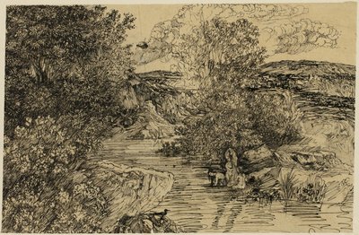 小川の水浴び 作： Rodolphe Bresdin