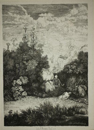 入浴する女と死 作： Rodolphe Bresdin