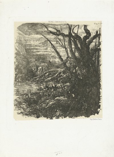 湖のある山の風景 ル ラック ダン レ モンターニュ 作： Rodolphe Bresdin