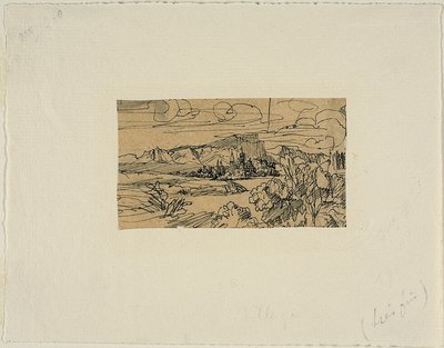 湖上の大聖堂と村 作： Rodolphe Bresdin