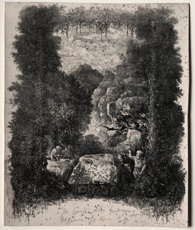 寓話と童話の最初の口絵、ティエリーファレタン作、1868年。 作： Rodolphe Bresdin