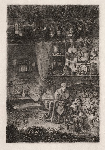 フランダースのインテリア、1856-66年。 作： Rodolphe Bresdin