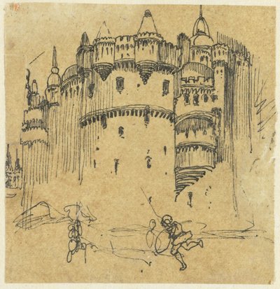 二人の人物がいる城 作： Rodolphe Bresdin