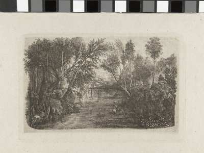 小川と岸辺の木々のある風景 ル・クール・ドー 作： Rodolphe Bresdin