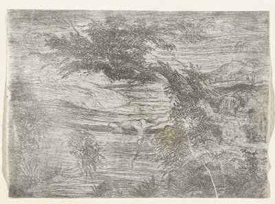 Landschapはネジを置きます 橋の上の漁師 作： Rodolphe Bresdin