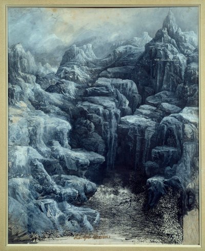 Les rocks Lavis gris et gouache blanche by Rodolphe Bresdin (1822-1885) 1884 Sun.0.49x0.39 m パリ、オルセー美術館 作： Rodolphe Bresdin