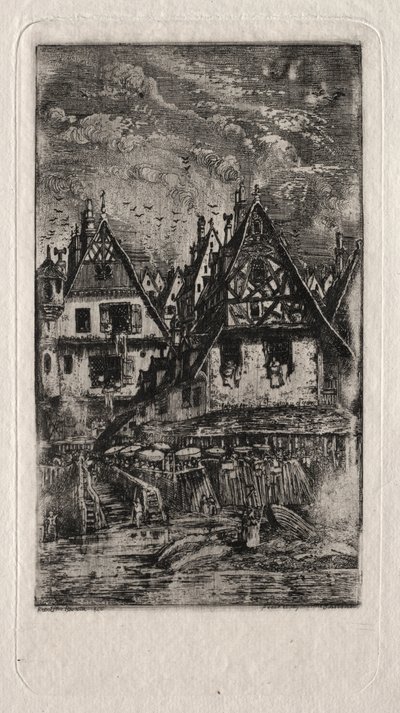 日傘のある市場 作： Rodolphe Bresdin