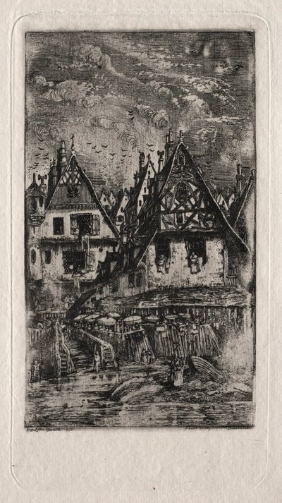 パラソルのある市場、1866年。 作： Rodolphe Bresdin