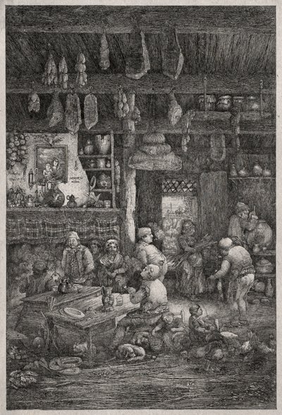 モルダビアのインテリア、1856年。 作： Rodolphe Bresdin