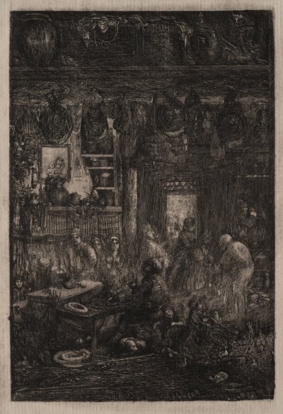 モルダビアのインテリア、1865年。 作： Rodolphe Bresdin