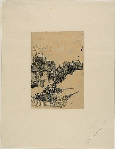 古民家と漁船 作： Rodolphe Bresdin