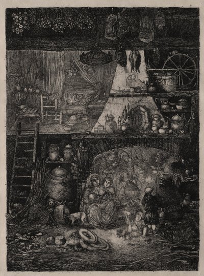オートガロンヌの農民のインテリア 作： Rodolphe Bresdin
