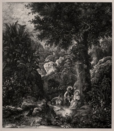 1871年、サドルロバと一緒にエジプトへのフライトで休憩。 作： Rodolphe Bresdin