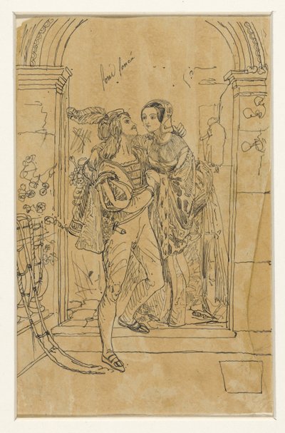15世紀の衣装を着たロミオとジュリエット 作： Rodolphe Bresdin