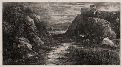 遠い街、1868年。 作： Rodolphe Bresdin