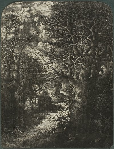 小川のほとりで休む聖家族 作： Rodolphe Bresdin