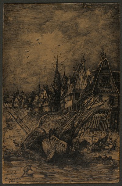 洗い流された船 作： Rodolphe Bresdin