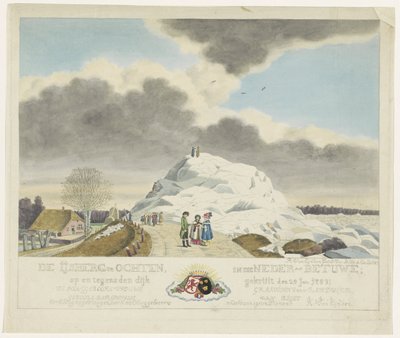 朝のハーブアイスクリーム、1789年 下ベトゥウェのオクテンにある氷山。 1月24日の堤防の上と反対。 1789年（オブジェクトのタイトル） 作： Roeland van Eynden
